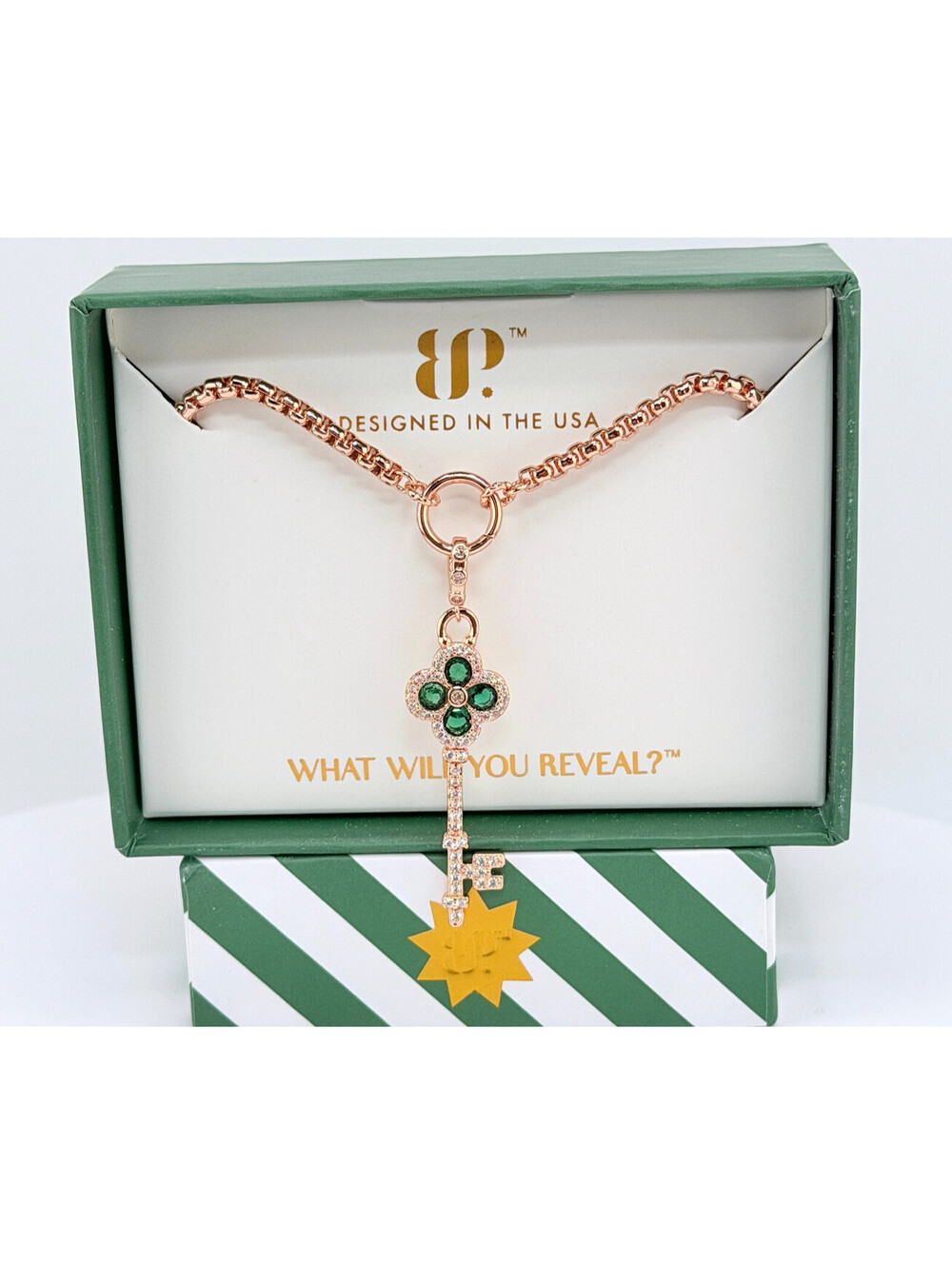 Bomb Party May 2026 Necklace "Unlocked With Class" KEY on Rose Gold